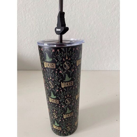 Universal Studios WICKED Elphaba Witch Hat Metal Tumbler With Straw NEW - Picture 10 of 16